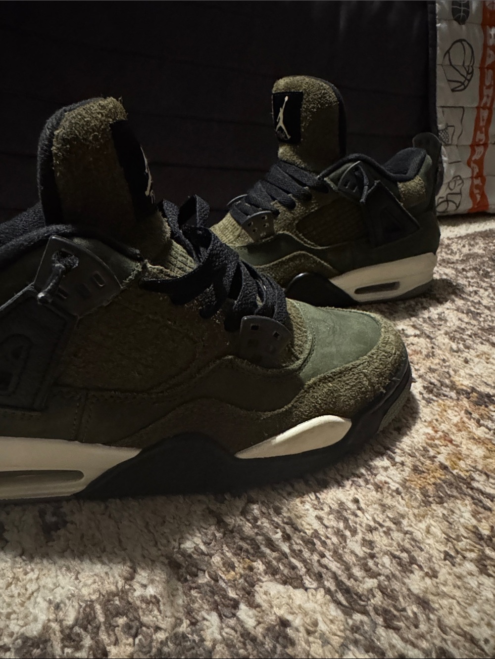 Jordan Mens Olive Green and Black Sneakers